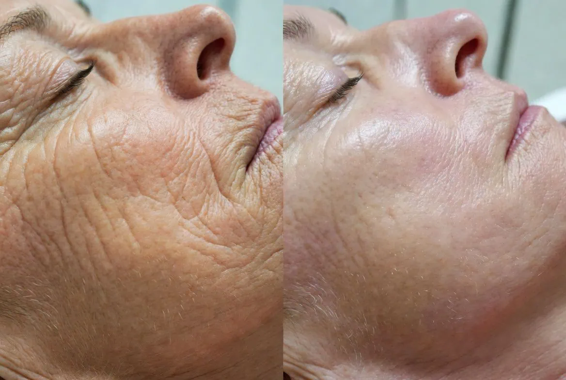 Before and after neurotoxins and ablative co2 laser